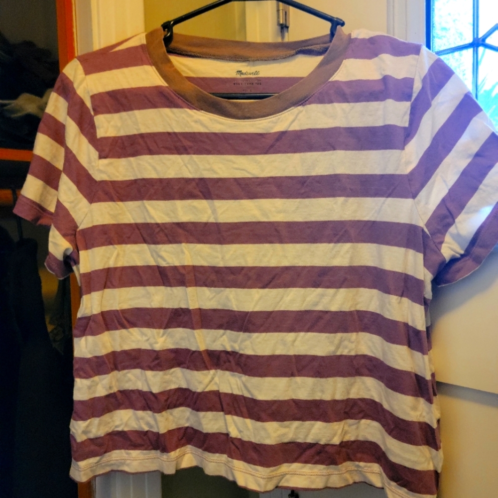 Madewell Soft-fade Boxy Crop Stripe tee